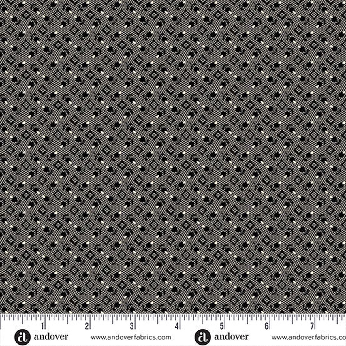 Bud Diamond Black Nightfall 44"/45" Cotton Fabric Per Yard