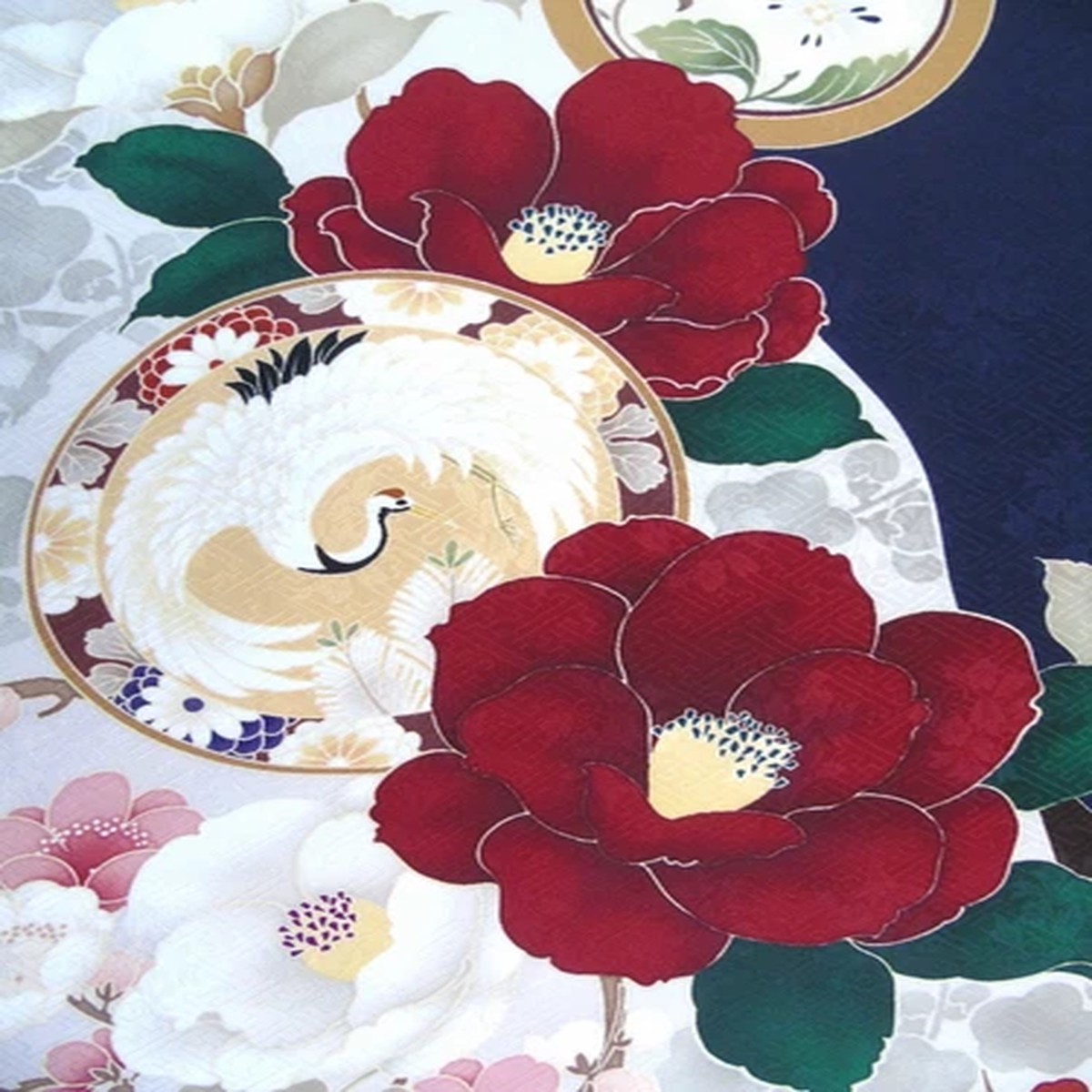 [AYANE] 4 SEASONS FLOWERS CRANE BIRD (Sample) - Japanese Silk Fabric