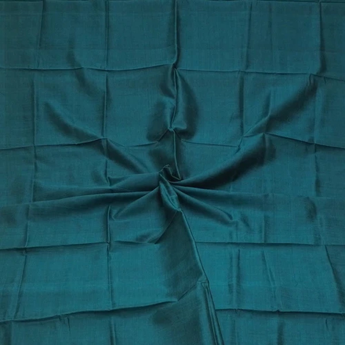 Vintage Teal 100% Pure Silk Handloom Plain Sari Remnant 3YD Craft Fabric Scrap