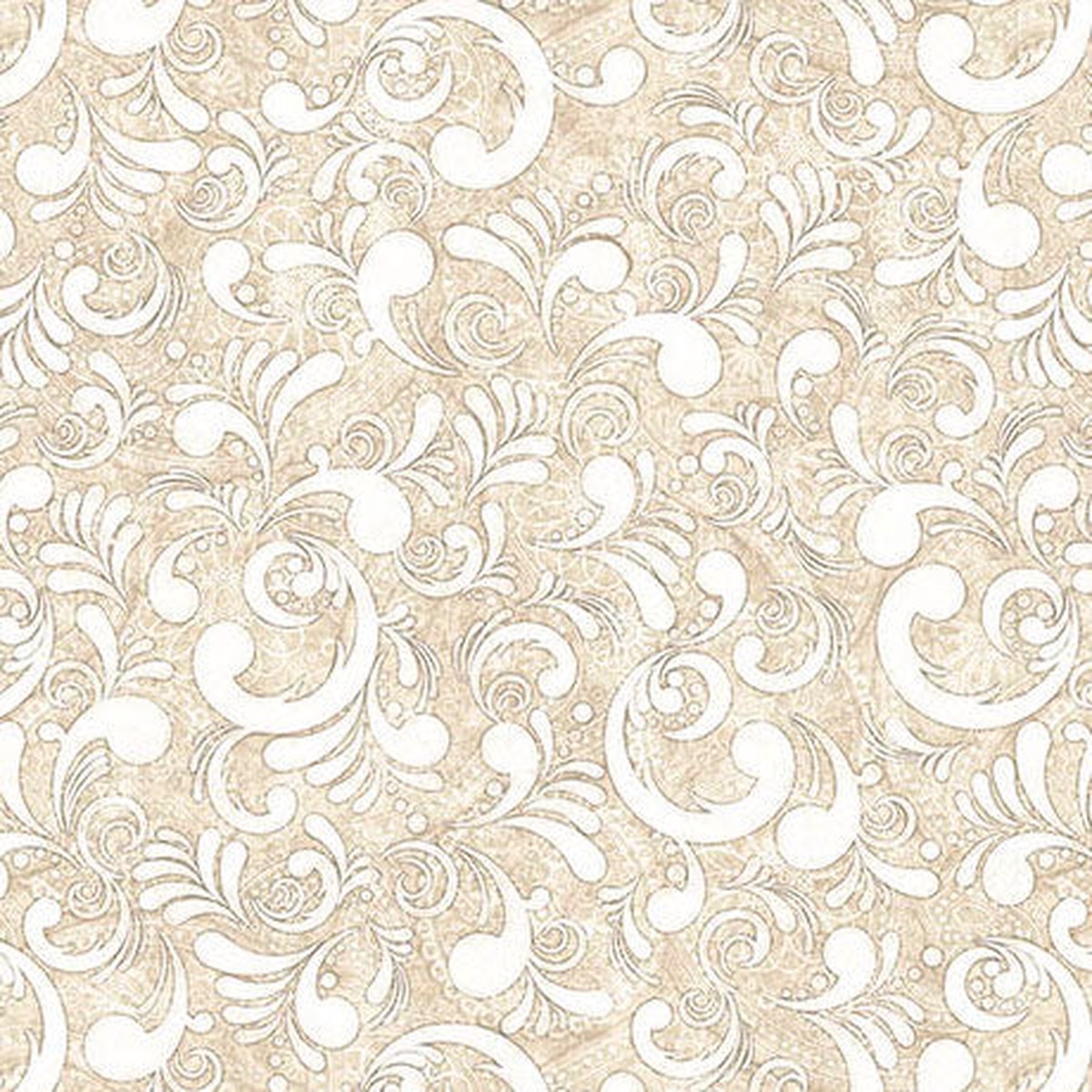 American Country Scrolls Taupe 44"/45" Cotton Fabric Per Yard